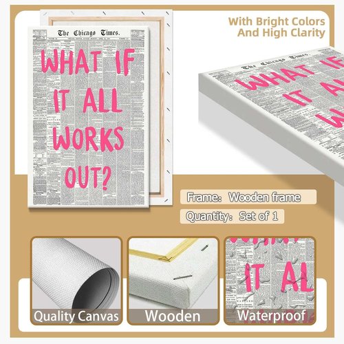 Drimiler Retro Newspaper Poster - Positive Affirming Quote Canvas Wall Art | 16x24in Framed Decor