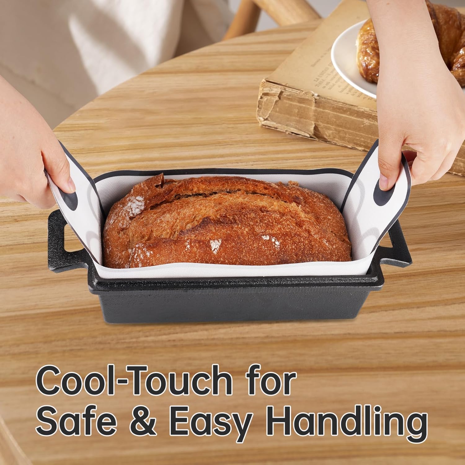 NiHome Silicone Bread Loaf Pan Liners - Reusable Nonstick Design | Fits 9x5, 9.5x5, 10x5 Inch Pans - Easy to Clean (White)