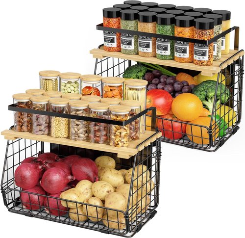 Magnetic Shelf for Fridge by [Brand Name] - 2 Pack Fruit & Vegetable Storage Bins | Kitchen Organizer