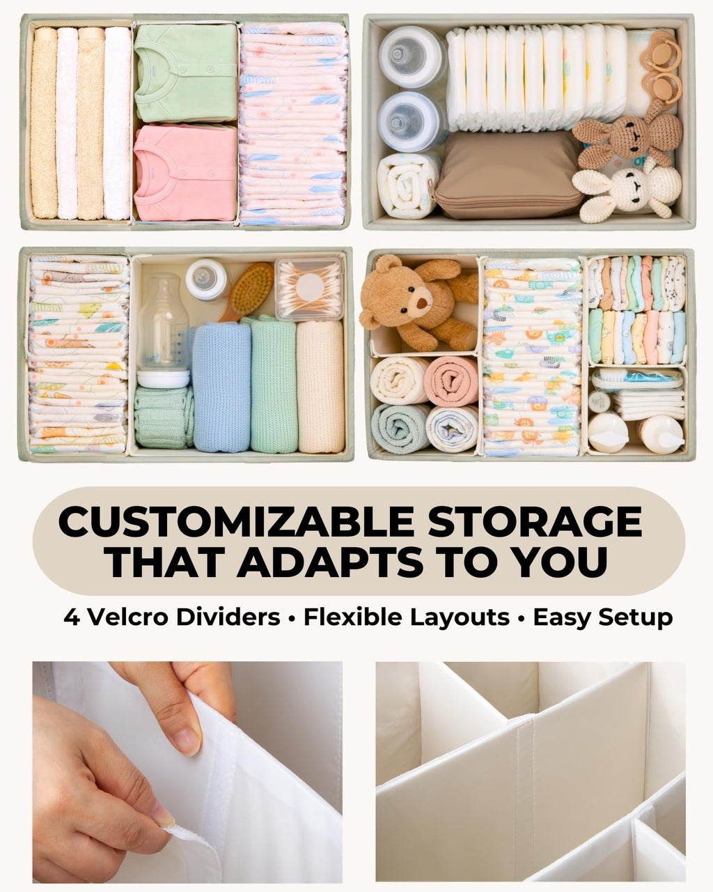 Toodly Baby Diaper Caddy Organizer with Portable Changing Mat - Teddy Fleece Diaper Organizer for Changing Table - Basket for Changing Essentials - Baby Essentials Organizer with Removable Dividers