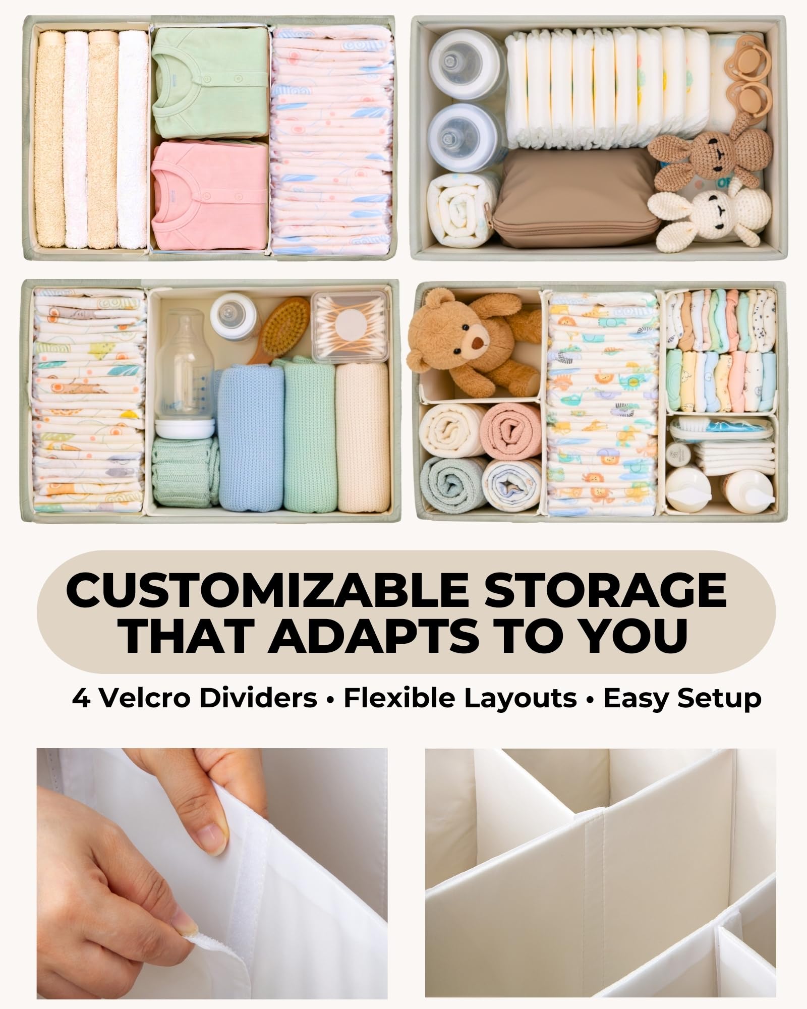 Toodly Baby Diaper Caddy Organizer with Portable Changing Mat - Teddy Fleece Diaper Organizer for Changing Table - Basket for Changing Essentials - Baby Essentials Organizer with Removable Dividers