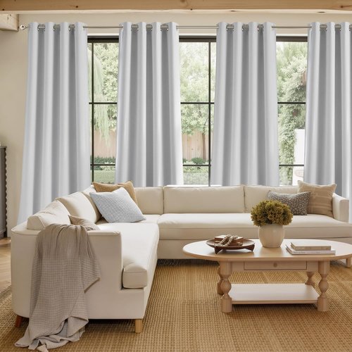 NICETOWN Blackout Curtains - Short Faux Linen Privacy Panels for Living Room & Bedroom | 63-Inch, Greyish White, 2 Panels