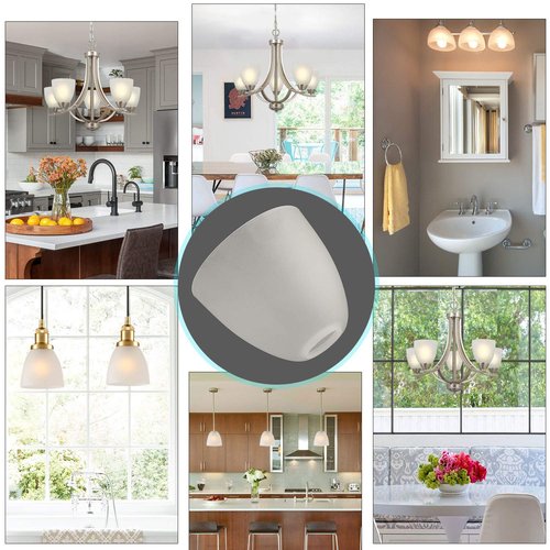Anmire 4 Pack Frosted Glass Shade, Bell Shaped Light Fixture Replacement Glass Lamp Globe or Cover with 1-5/8-Inch Fitter for Chandelier Wall Sconce Pendant Light G0109