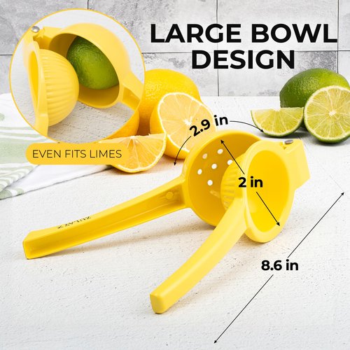 Zulay Kitchen Metal Lemon Squeezer - Handheld Lemon Juicer Squeezer - Easy to Use Citrus Juicer - Manual Press for Extracting the Most Juice Possible - Extracts Every Last Drop