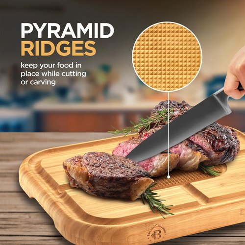 Extra Large Bamboo Meat Cutting Board, 18x13 Thick Reversible Butcher Block Carving Board with Deep Juice Groove, Non-Slip Center, Heavy Duty Chopping Block for Turkey, Steak, Brisket, BBQ & Poultry