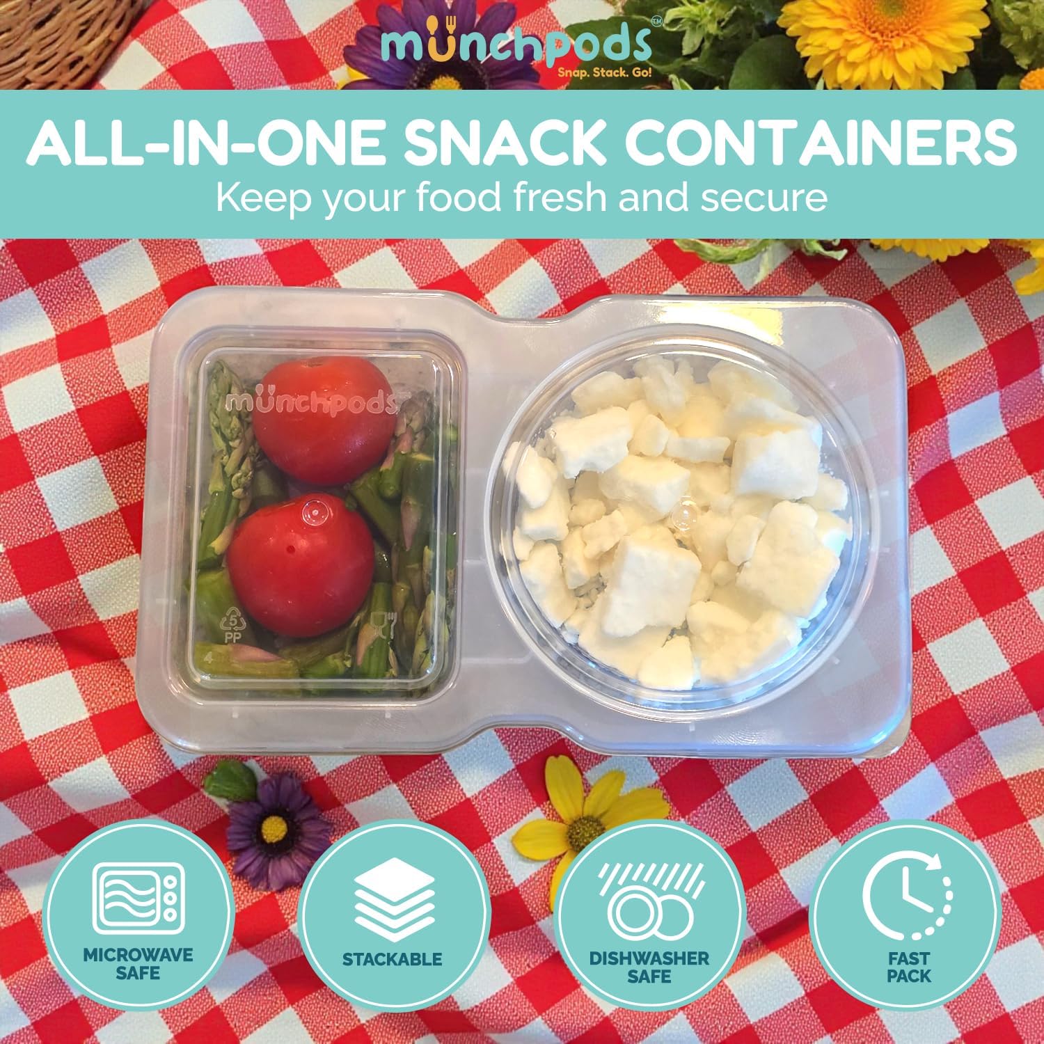 Skiennix Reusable Snack Containers - 20 Pack with Lids | Double Compartment for Kids' On-the-Go Meals