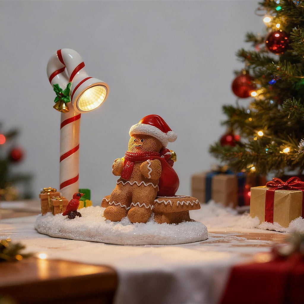 Skiennix Christmas Gingerbread Man Figurines - Cute Indoor Home Decor for Tabletop & Fireplace