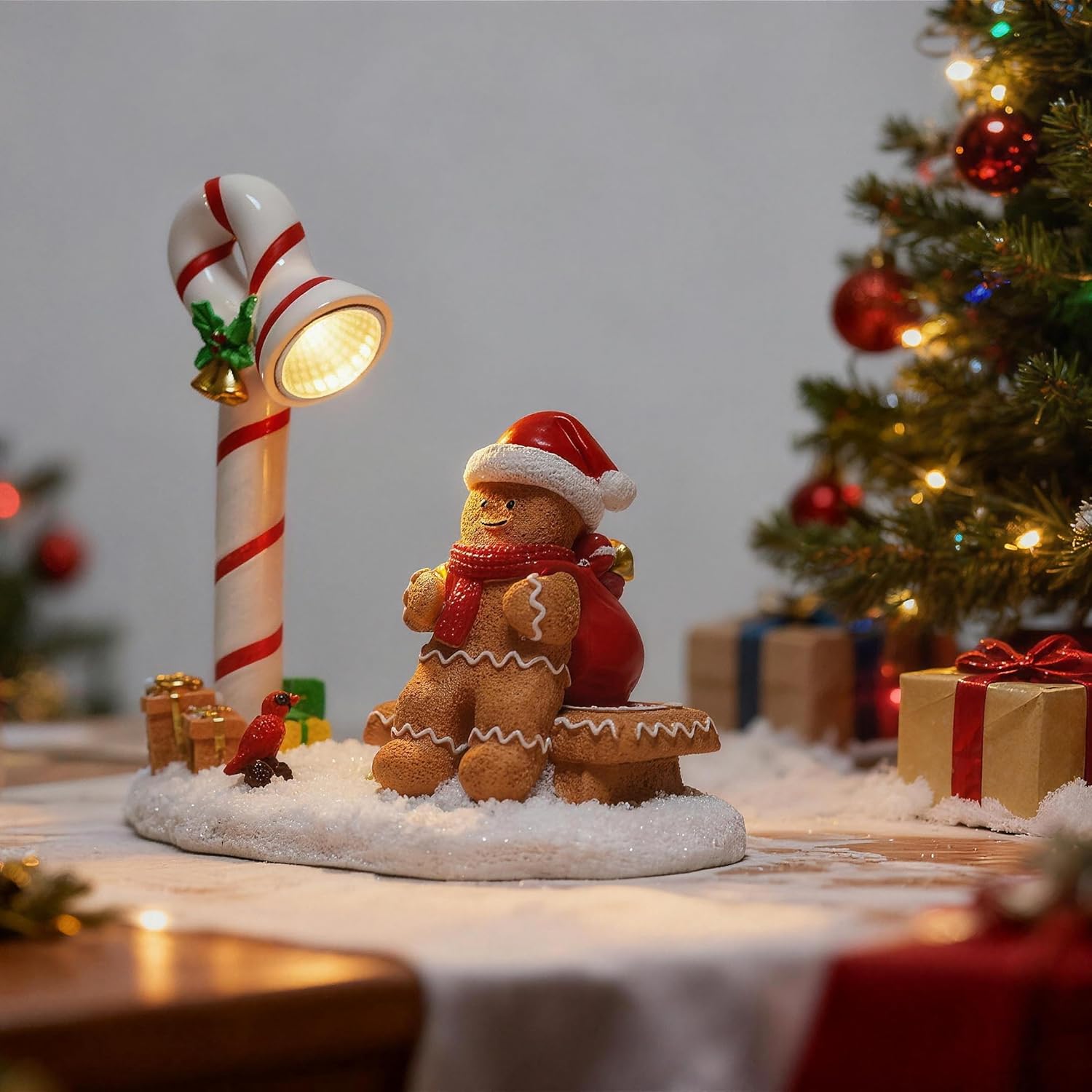Skiennix Christmas Gingerbread Man Figurines - Cute Indoor Home Decor for Tabletop & Fireplace