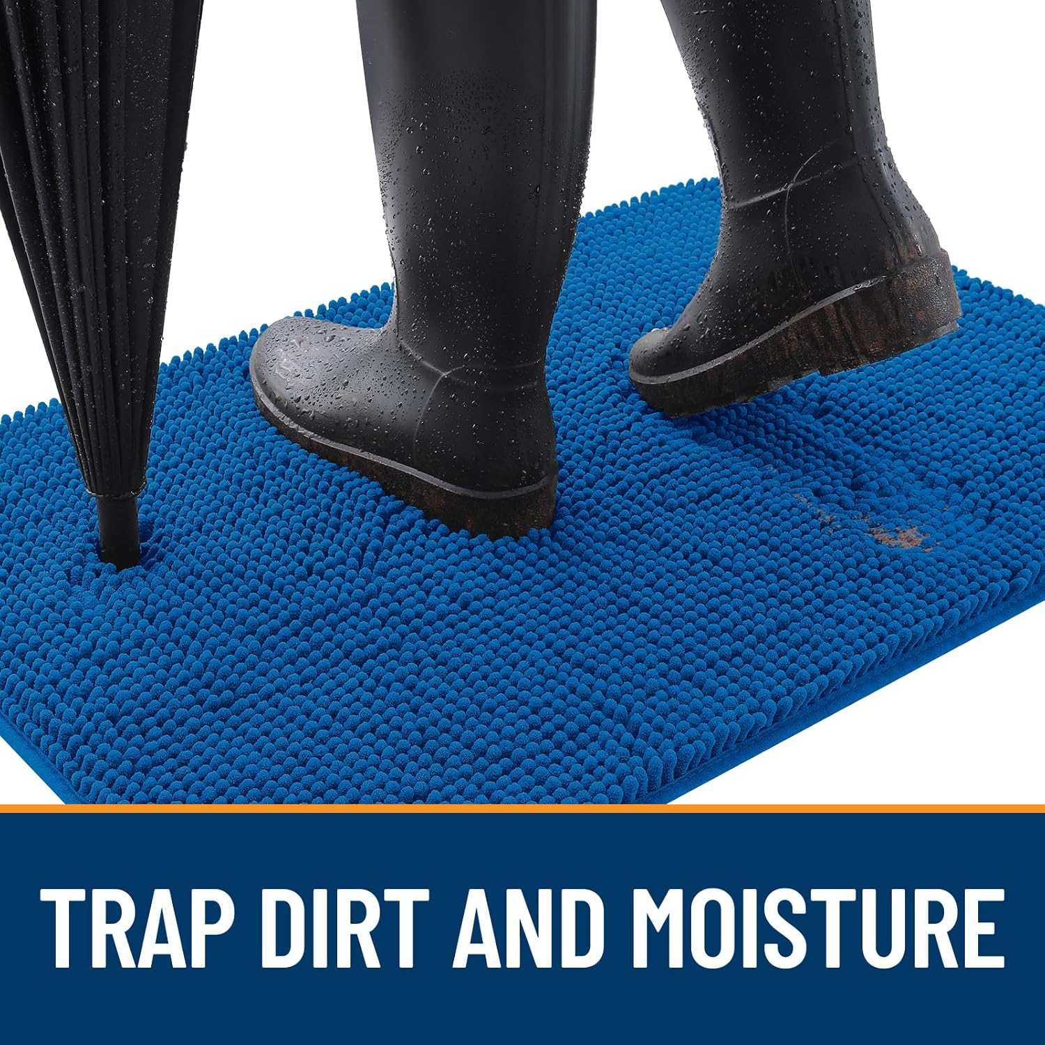 OLANLY Dog Door Mat - Absorbent Non-Slip Washable Doormat for Muddy Paws | 47x24 Deep Navy Blue
