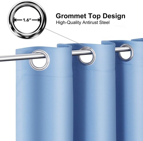 ChrisDowa Blackout Curtains - Thermal Insulated Room Darkening Panels | 108 Inches Long, Sky Blue, 2-Panel Set