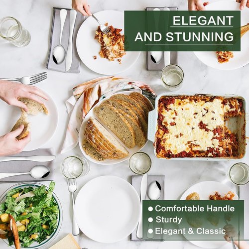 CEKEE Stainless Steel Silverware Set - 80 Pieces Flatware with Serving Utensils for 12 | Heavy Duty & Dishwasher Safe