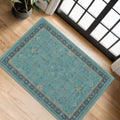 Teal Throw Rugs by 2x4 - Washable Non-Slip Kitchen Rug | Boho Floral Indoor Carpet for Entryway & Bathroom