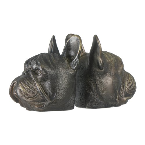 Creative Co-Op Decorative Antique Resin Dog Head Bookends, Bronze, Set of 2