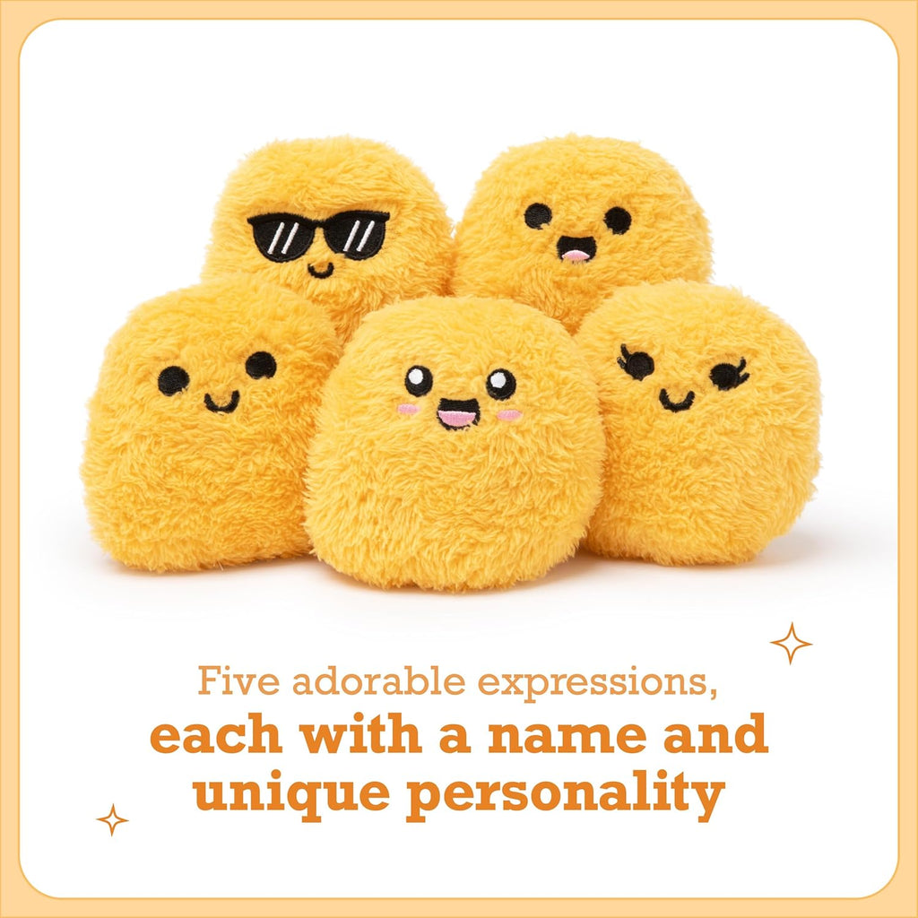 Relatable Emotional Support Chicken Nuggets - Cuddly Plush Toys Set with 5 Squishy Plushies & Basket