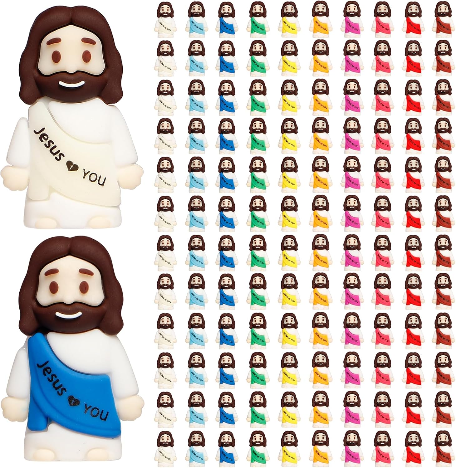 Skiennix 120PCS Mini Jesus Figurines - Colorful Tiny Religious Gifts for Easter Egg Stuffers | Perfect for Christian Women and Moms