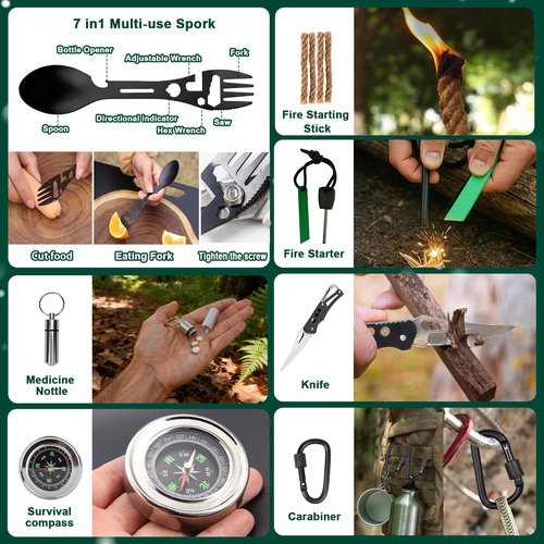Survival Kit Advent Calendar 2025, 24 Days Christmas Countdown for Camping Fishing Hiking Adventures Xmas Holiday Surprise for Outdoor Enthusiasts Adult Men Teen Boys