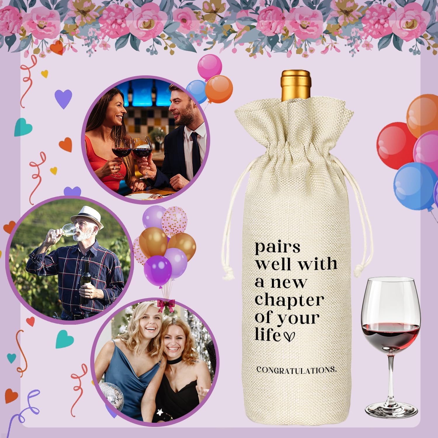 TBITON New Job Gifts, Farewell Gifts for Coworkers,New Beginning Gifts, Wine Gift Bags Going Away Gift for Friends Coworker Boss, Pairs Well With A New Chapter of Your Life (Beige-NEW JOB02)