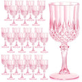 HTTBEIZI 7OZ Plastic Wine Glasses, Reusable Vintage Goblets Unbreakable Drinking Glasses Crystal Water Cups Champagne for Wedding, Parties, Easter (24, Pink)