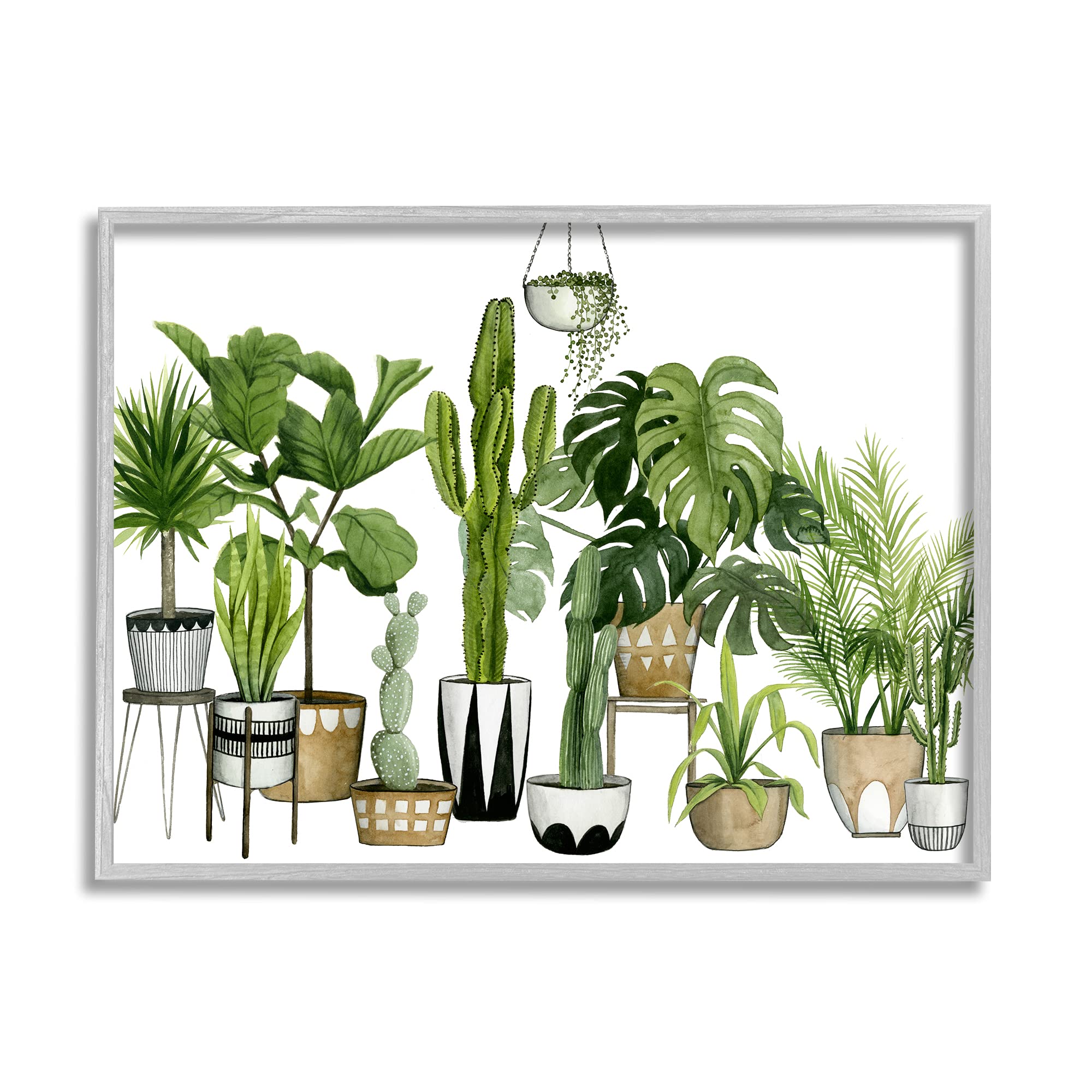 'Boho Plant Scene with Cacti and Succulents in'| Framed Giclee Art