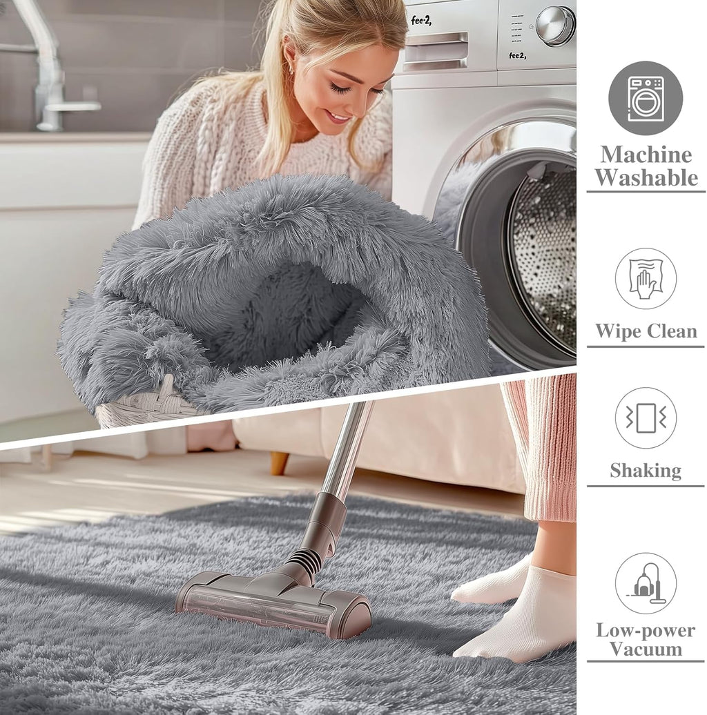 OLANLY 6x6 Area Rug - Soft, Fluffy Shaggy Design for Living Room & Bedroom | Light Grey Indoor Carpet