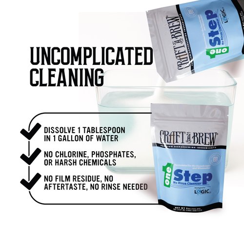 Craft A Brew - One Step No Rinse Cleanser - For Cleaning At Home Brewing Equipment - Non-Foaming Cleanser - Safe & Easy to Use - Home Brewing Supplies (8oz)