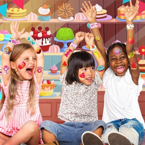 Candyland | 60 PCS Party Favors Set - 36 Temporary Tattoos & 24 Slap Bracelets for Kids, Ideal for Baby Showers & Birthday Parties