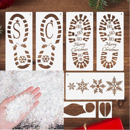Christmas Santa Footprint Stencil - Create Magical Holiday Memories with Fake Snow Decoration | Craft Supplies
