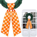 VitalCozy Fall Check Wreath Sash - Satin Embroidery Monogram Ribbon for Indoor/Outdoor Decor