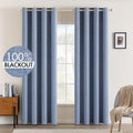 MIULEE Blackout Curtains - 100% Linen Texture Thermal Insulated Drapes | Stone Blue, 52x90 Inch (2 Panels)