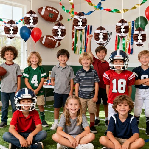 4 Pack Football Honeycomb Decorations, Hanging Tissue Paper Centerpieces, 3D Brown Sports Ball Ornaments for Football Party, Game Day, Tailgate, Birthday, Baby Shower, and Classroom Decor