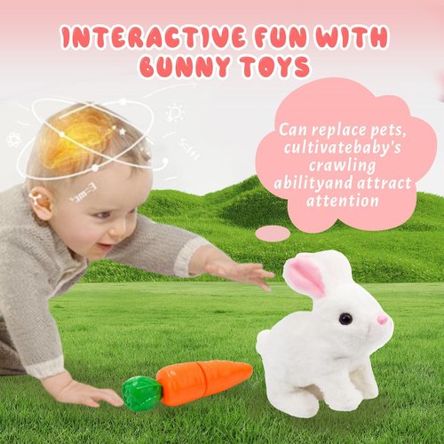 Hopping Bunny Toy - Interactive Plush Rabbit with Sounds & Jumping Ears | Easter Gift for Kids (Brown & White)