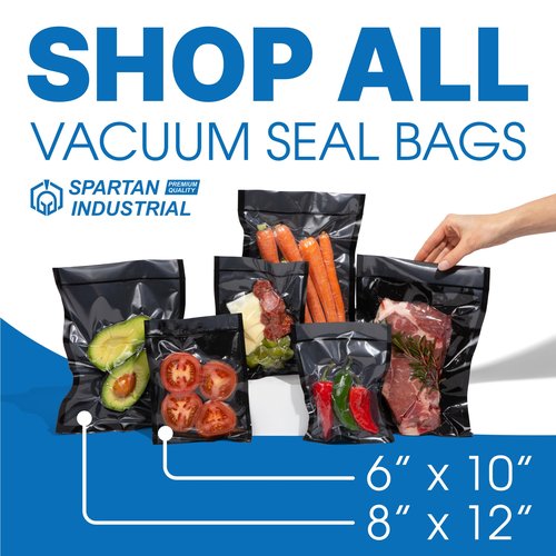 Spartan Industrial 8" X 12" Vacuum Seal Bags - 500 Count BPA-Free Food Storage Bags for Marinating, Freezing, Sous Vide Cooking
