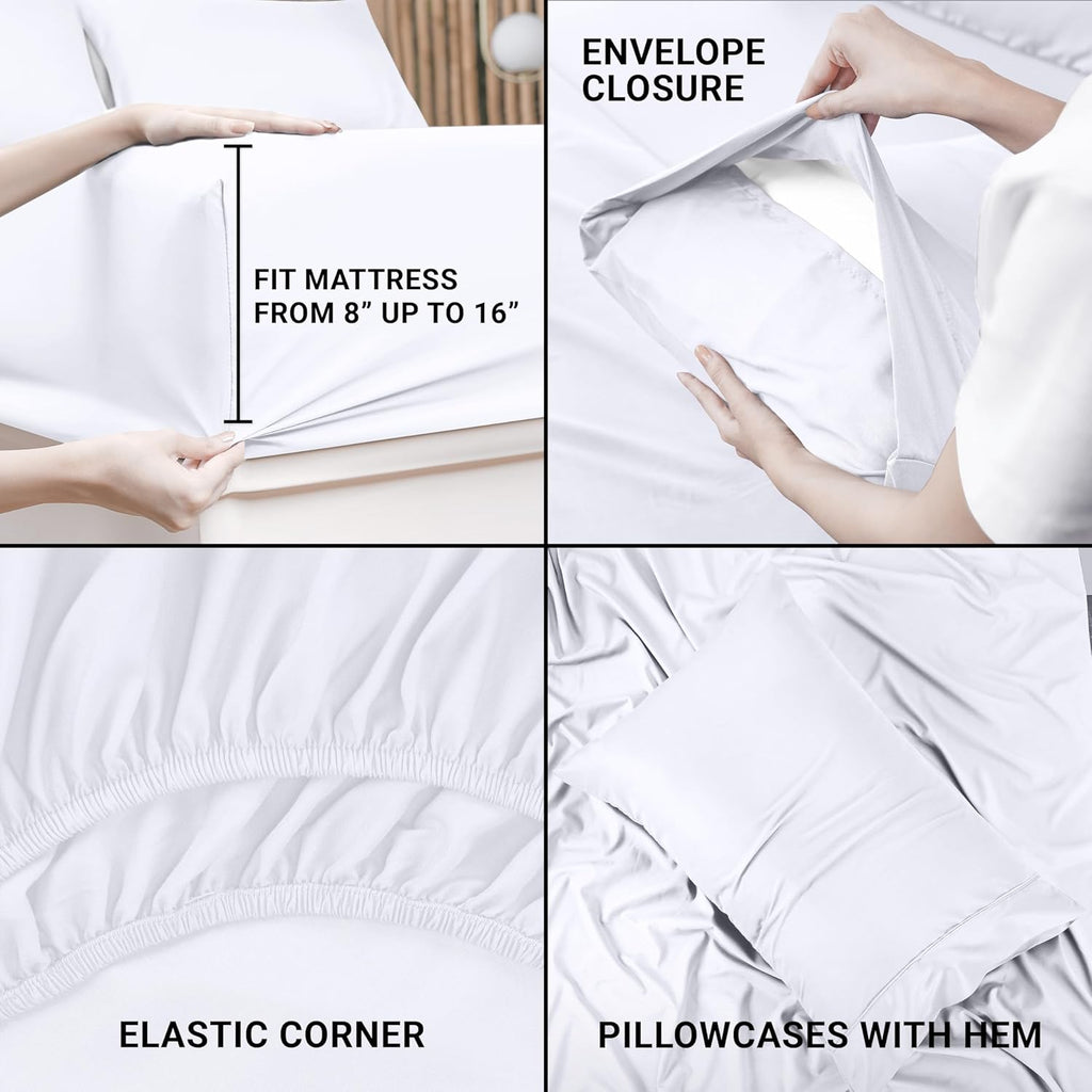 Utopia Bedding Twin Bed Sheets Set - Soft Brushed Microfiber - Fade & Shrinkage Resistant - Easy Care (White)