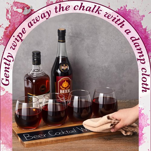 Marsui Wine Flight Tasting Set, Includes Wooden Whiskey Flight Board, Glasses, 2 Soapstone Chalks for Beer, Cocktails, Coffee, Wine Tasting Party Supplies, Brunch, Wedding Gift (10 Pcs)