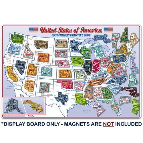 State Map Magnet Collector's Metal Display Board (Board Only) by Classic Magnets, Made in The U.S.A., 19.5" x 29.25"
