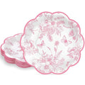 NatNarr 30Pcs Pink Floral Paper Plates, 7inch Scalloped Vintage Plates Pink Flower Paper Plate Disposable Tea Party Plate for Garden Party Birthday Baby Bridal Shower Valentines