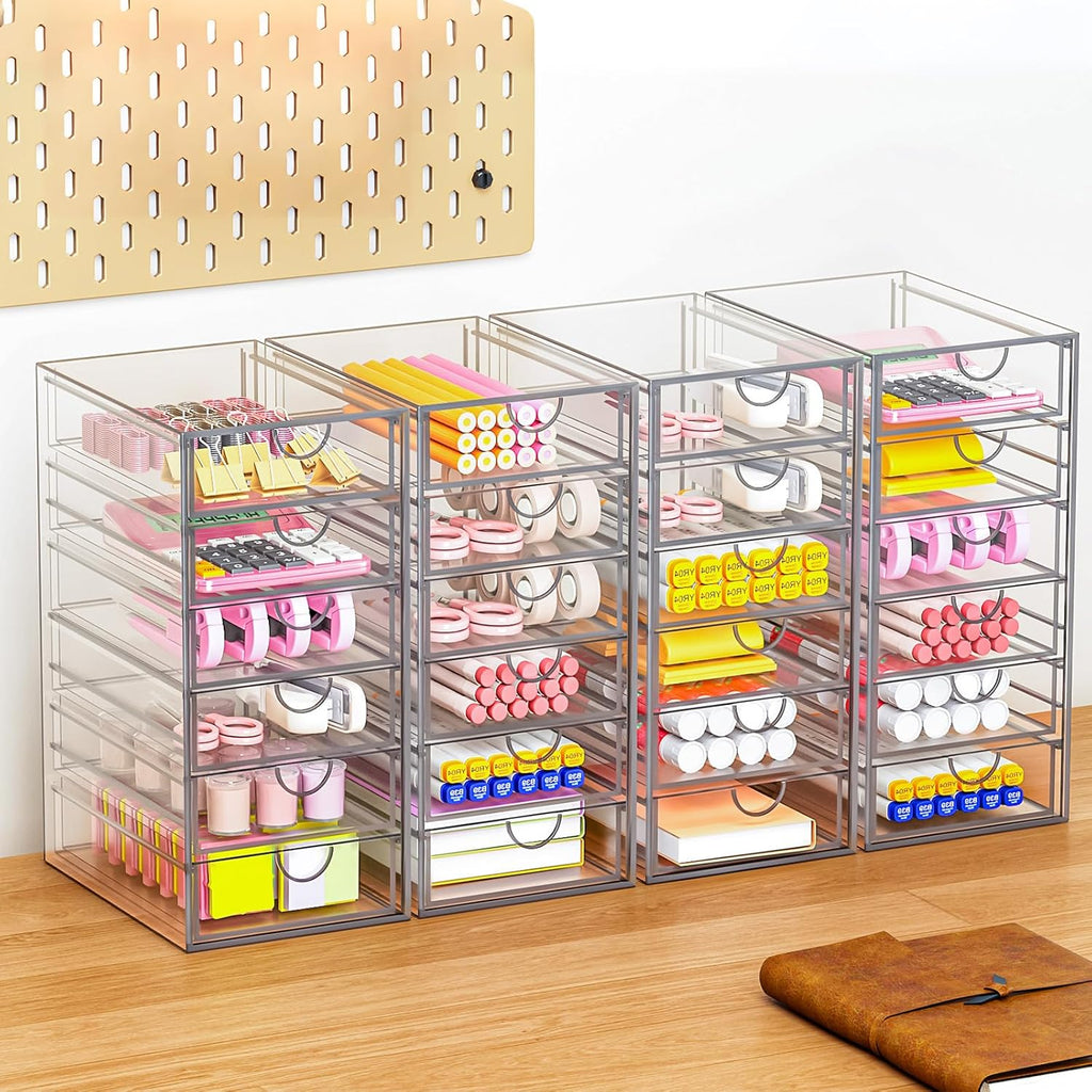 YFXCVSL Acrylic Makeup Organizer - 19 Drawer Clear Storage for Cosmetics & Beauty Supplies | Ideal for Vanity & Desk
