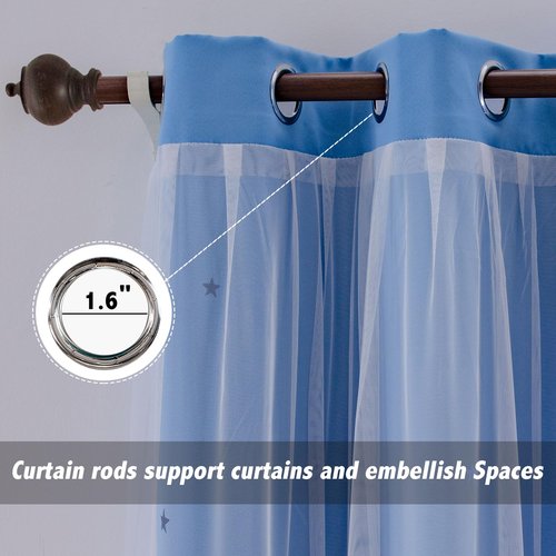 indistar Star Cutout Kids Window Blackout Curtains for Girl Bedroom Window Room Darkening Curtains & Drapes Baby Nursery Curtains (2 Panel,52Wx63L inch,Blue)
