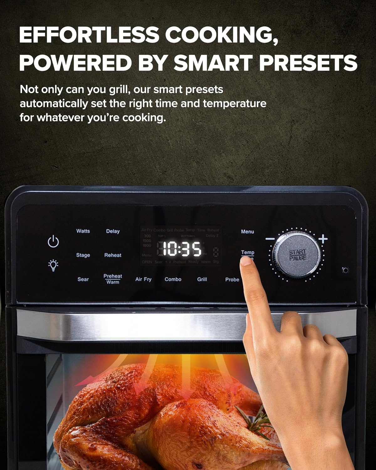 Nuwave Air Fryer Oven Combo - Even Heat & True Char Flavor | 150 Presets, Smart Probe, Stainless Steel