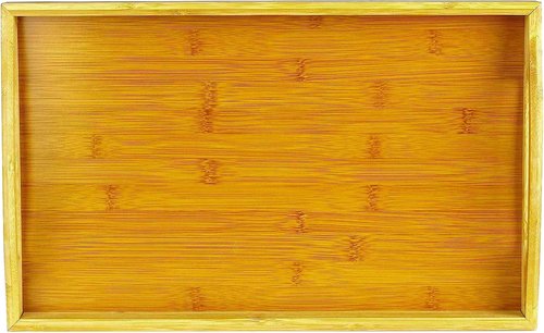 Home It Bamboo Ottoman Tray - Large Handles for Easy Serving | Perfect for Coffee Table, Breakfast, or Parties
