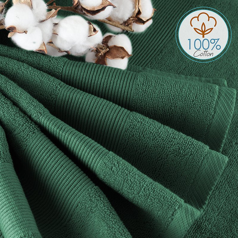 Luxury Cotton Bath Towels Set - 4 Bath Towels & 2 Washcloths, Hunter