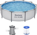 Bestway Steel Pro MAX Above Ground Pool - 10' x 30" Round Metal Frame with Filter Pump & Cartridge - Gray