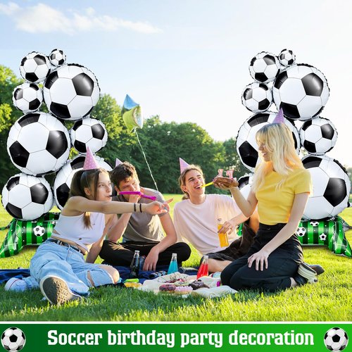 Soulchen 2 Pcs 5 ft Giant Self Standing Soccer Foil Balloons for Birthday Sports Themed Party Decoration Supplies (Soccer)