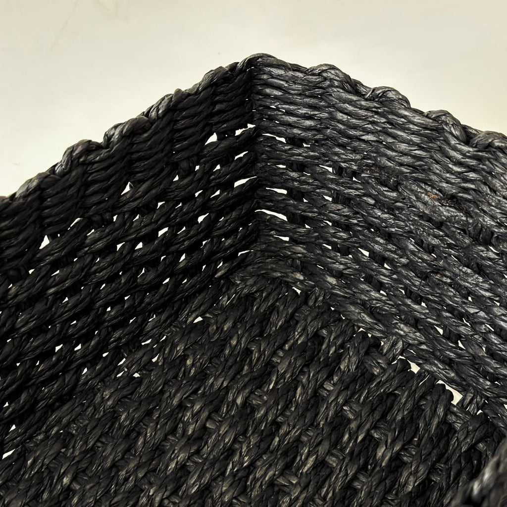 QingtuHome Paper rope Small Storage baskets for Organizing,Cute woven Little basket for Home，Shelves, Bathroom,Decorative basket,Set of 3 (Black)