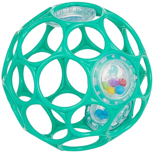 Bright Starts Oball Rattle - Easy-Grasp BPA-Free Infant Toy in Teal | 4 Inches, Newborn+