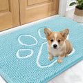 OLANLY Dog Door Mat - Absorbent Non-Slip Mud Mat for Paws | 24x16 Blue Chenille Design