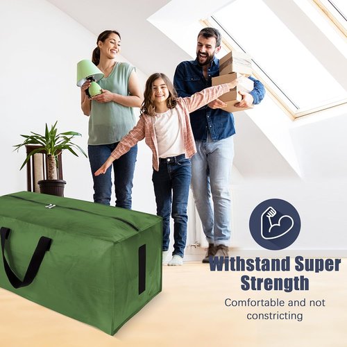 HOMESURE Large Water-Resistant Moving Bags - 4 Pack Heavy Duty Storage Totes with Zippers & Handles | Olive Green
