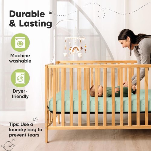 KeaBabies Fitted Crib Sheets - Soft Bamboo Viscose Cotton, 52x28 in Gender Neutral Bunnies Design