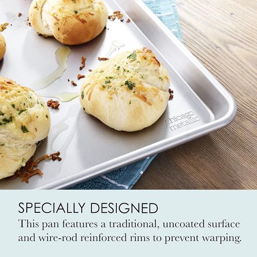 Chicago Metallic Jelly Roll Pan - Uncoated Traditional Design for Baking Cookies & Pizza | 15 x 10 Inches