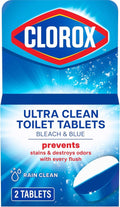 Clorox Ultra Clean Toilet Tablets - Bleach & Blue Rain Clean Scent, 2.47 Ounces Each, 2 Count